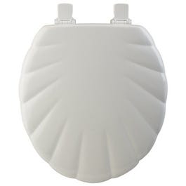 Mayfair Round Molded Wood Toilet Seat, Easy-Clean & Change(TM) STA-TITE(TM) Hinge, Shell Design, White