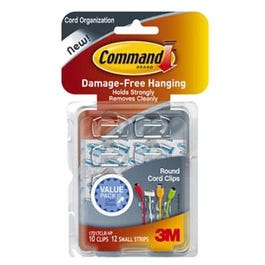 Clear Round Cord Clips w/ Clear Adhesive Strips