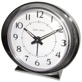 1964 Baby Ben Alarm Clock, Battery-Operated, Silver