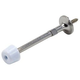 Door Stop, Rigid, Satin Chrome, 3-In.