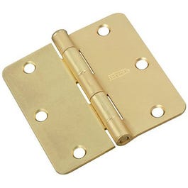 Door Hinge, Interior, Satin Brass, 3-In.