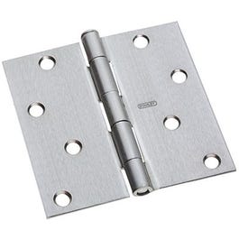 Door Hinge, Interior, Square-Edge, Satin Chrome, 4-In.