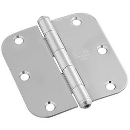 Door Hinge, Interior, Round-Edge, Stainless Steel, 3-In.