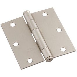 Door Hinge, Interior, Square-Edge, Satin Nickel, 3.5-In.