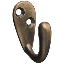 Robe Hook, Single-Prong, Antique Brass