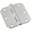 Door Hinge, Interior, Round-Edge, Polished Chrome, 3.5-In.