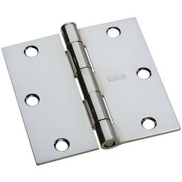 Door Hinge, Interior, Square-Edge, Polished Chrome, 3.5-In.