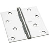 Door Hinge, Interior, Square-Edge, Polished Chrome, 4-In.