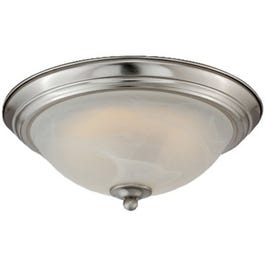 LED Ceiling Light Fixture, Flush-Mount, Brushed Nickel, 13-Watt