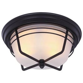 2-Light Ceiling Fixture, Flush-Mount, Weathered Bronze