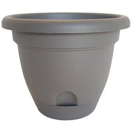 Lucca Self-Watering Planter, Plastic, Peppercorn Dark Brown, 8-In.