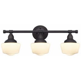 3-Light Wall Fixture, Bronze/White Opal Glass