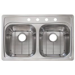 Double-Bowl Kitchen Sink, Stainless Steel, 22 x 33-In.