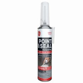 Point & Seal Silicone II Caulk, Kitchen & Bath, White, 7.25oz.