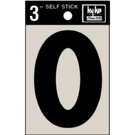 Address Numbers, 0, Black Vinyl, Adhesive, 3-In.