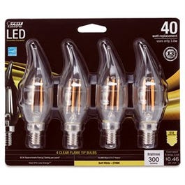 LED Light Bulb, Flame-Tip, Soft-White, 4.5-Watts, 4-Pk.