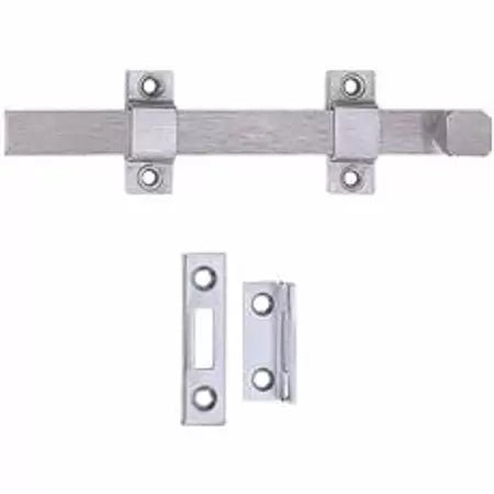 Tell Manufacturing Door Surface Strap Bolt, Satin Chrome Finish 8 (8)