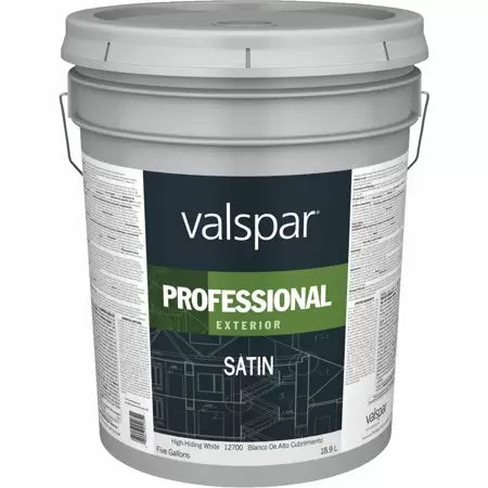 Valspar® Professional Exterior Paint 5 Gallon Satin Hi-Hide White (5 Gallon, Satin Hi-Hide White)