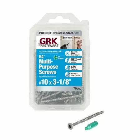 GRK Fasteners PHEINOX R4 Flat Head Multi-Purpose Screw #10 x 3-1/8 L in. (#10 x 3-1/8)