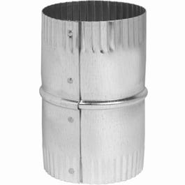 Duct Connector, Round, Crimped Ends, Galvanized, 6-In.