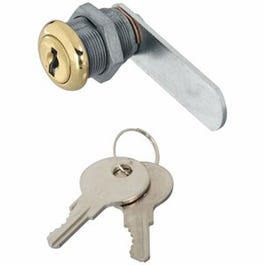 Door/Drawer Utility Lock, Brass, 1/2-In.