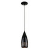 Mini Pendant Light, Black/Black Glass, 60-Watt