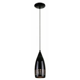 Mini Pendant Light, Black/Black Glass, 60-Watt