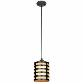 Mini Pendant Light, Oil-Rubbed Bronze/Amber Glass, 60-Watt