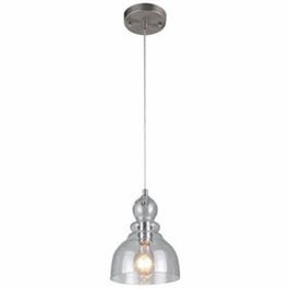 Mini Pendant Light, Brushed Nickel/Seeded Glass, 60-Watt