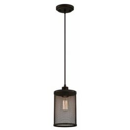 Pendant Light Fixture, Oil-Rubbed Bronze/Mesh Shade, 60-Watt