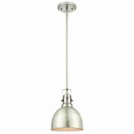 Mini Pendant Light, Hammered Brush Nickel, 60-Watt