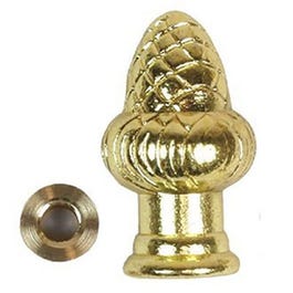 Lamp Finial, Acorn, Brass Finish, 1.5-In.