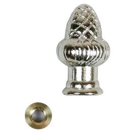 Lamp Finial, Acorn, Nickel Finish, 1.5-In.