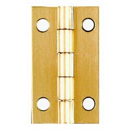 Narrow Hinge With Screws, Bright Brass, 1.5 x 7/8-In., 2-Pk.