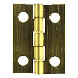 Narrow Hinge With Screws, Antique Brass, 1 x 3/4-In., 2-Pk.