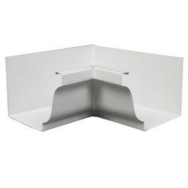 Gutter Inside Mitre, White Aluminum, 5-In.