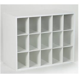 15-Cube White Laminated Organizer, 19.3 x 24 x 12-In.