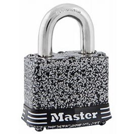 Laminated Keyed Padlock, 4-Pin Cylinder, Steel + Rust-oelum Finish, 1-1/2 In.