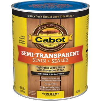 Cabot 140.0016306.005 Stain & Sealer, Neutral Base ~ Qt