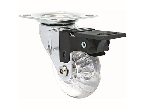 Shepherd Hardware 2-Inch Clear Deisgner Casters, Jewel w/Brake 2-Pack