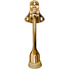 Doorstop, Wall-Mount, Kick-Down, Bright Brass, 4-In.