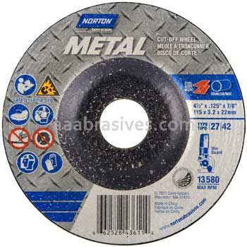 Norton 66252843611 24-Grit Depressed Center Grinding Wheel 4-1/2 Dia. x 1/8 in.