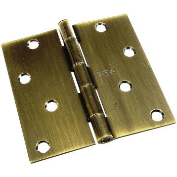 National 176651 Removable Pin Door Hinge, Antique Brass ~ 4 x 4 inches