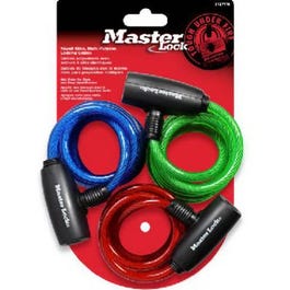 3-Pack 6-Ft. Multi-Purpose Keyed-Alike Bike Lock With 8mm Colored Cables