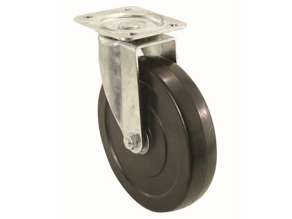 Shepherd Hardware 5-Inch Rubber Swivel Plate Caster, 200-lb Load Capacity