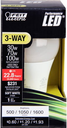 A19 SOFT WHITE LED 3-WAY BULB