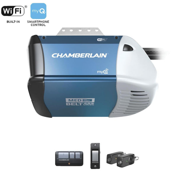 Chamberlain B-353 1/2 HP myQ Smart Belt Drive Garage Door Opener with Wi-Fi