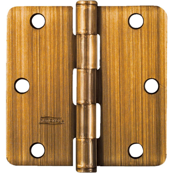 National 3-1/2 In. x 1/4 In. Radius Antique Brass Door Hinge