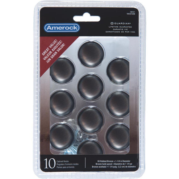 Amerock Allison Oil Rubbed Bronze 1-1/4 In. Cabinet Knob, (10-Pack)