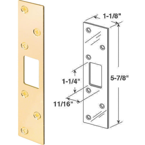 Defender Security Polished Brass 1-1/8 In. Heavy-Gauge Deadbolt Security Strike Plate